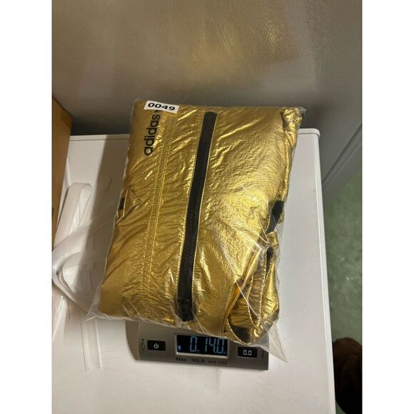 Adidas Fontanka Gołd Golden Windbreaker Jacket Shiny 100% Nylon Half 1/2 Zip - Picture 5 of 5